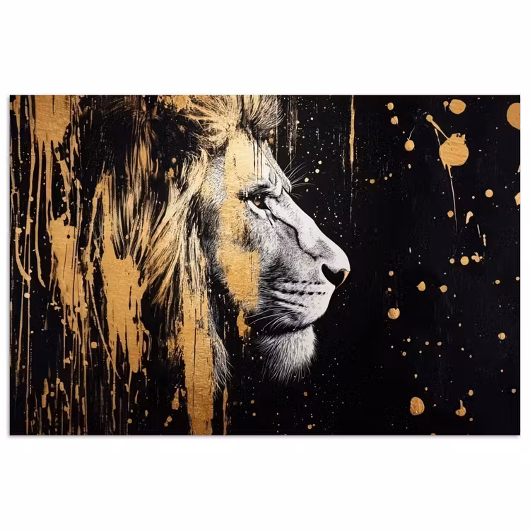 Poster - Portret - Leeuw - Abstract - Goud — 1