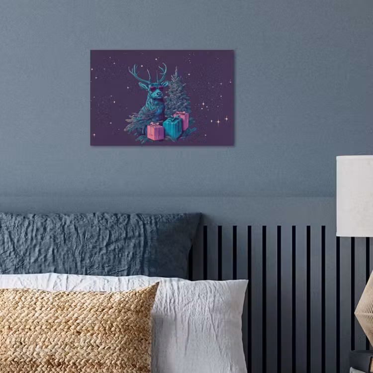Poster - Rendier - Zonnebril - Neon - Kerstboom — 3