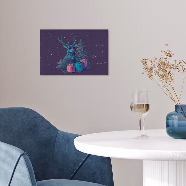 Poster - Rendier - Zonnebril - Neon - Kerstboom — 4