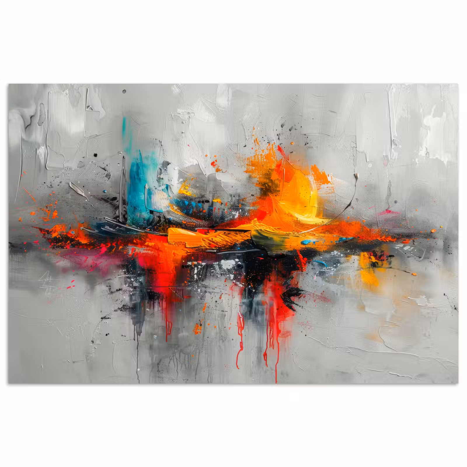 Poster - Moderne kunst - Oranje - Grijs - Abstract — 1