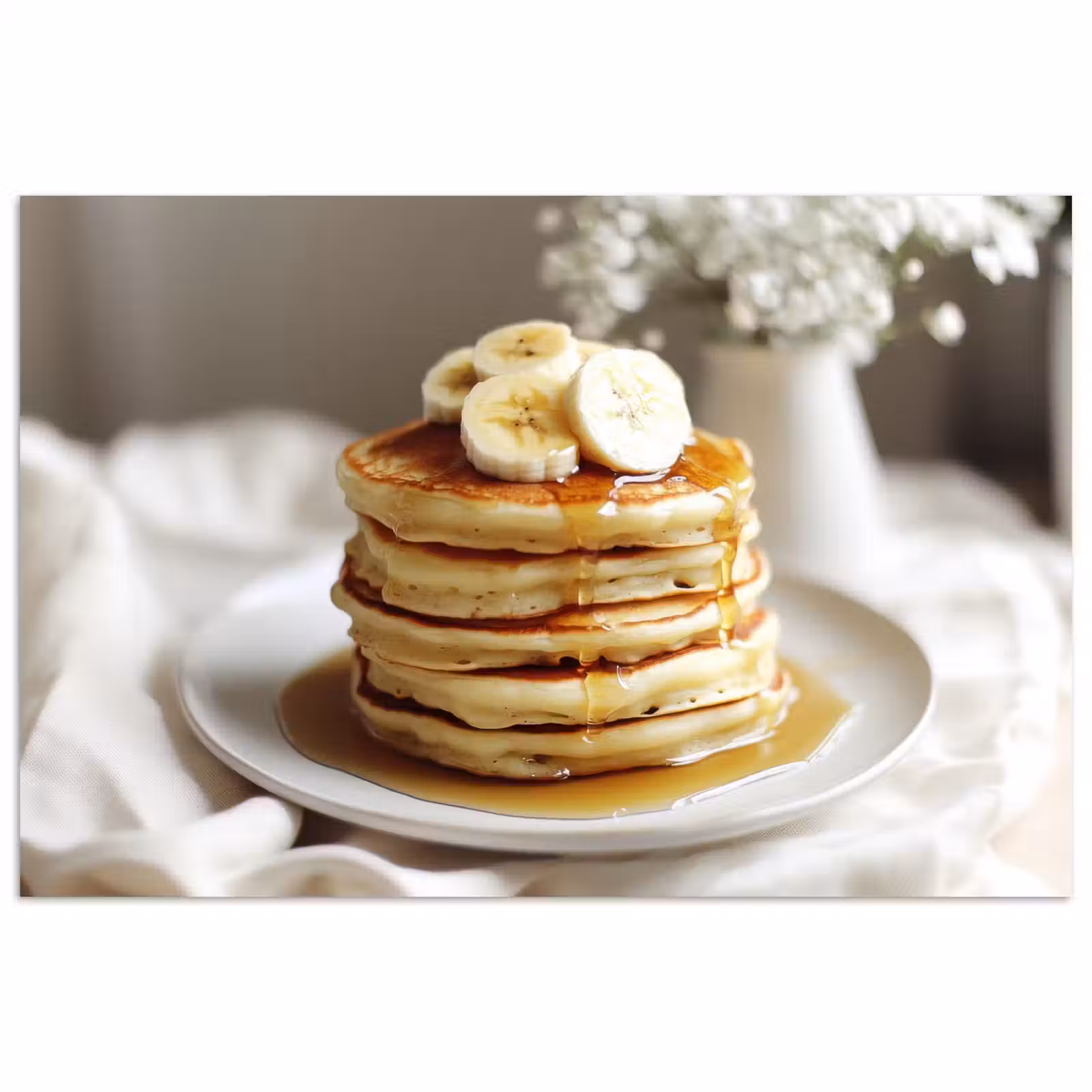 Poster - Pannenkoeken - Banaan - Siroop - Wit - Beige — 1