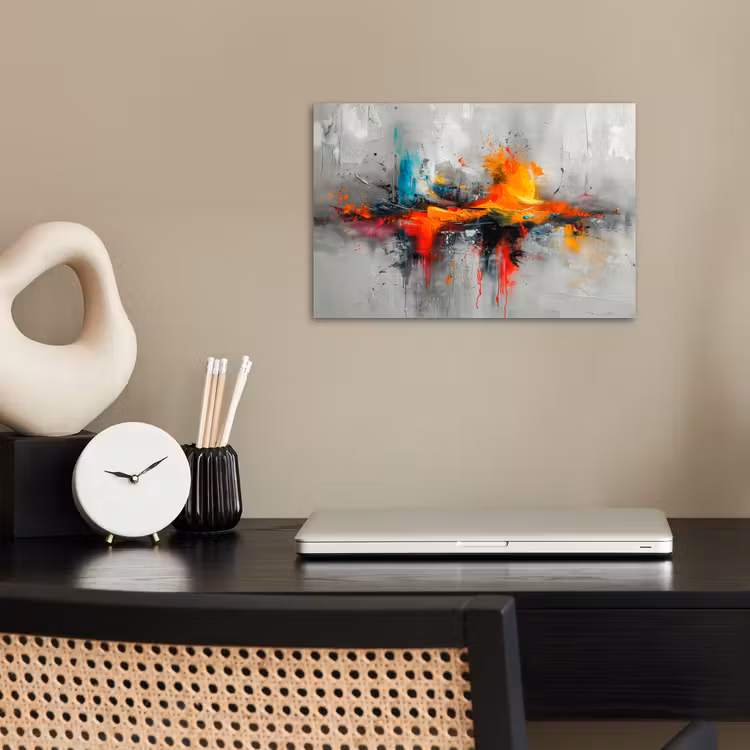 Poster - Moderne kunst - Oranje - Grijs - Abstract — 2