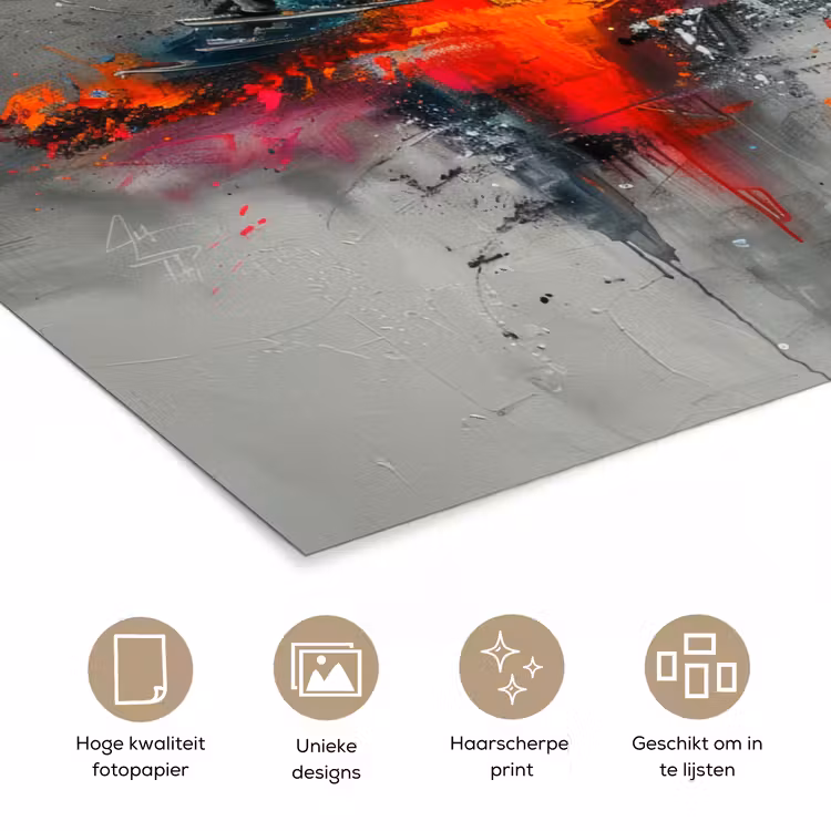Poster - Moderne kunst - Oranje - Grijs - Abstract — 5