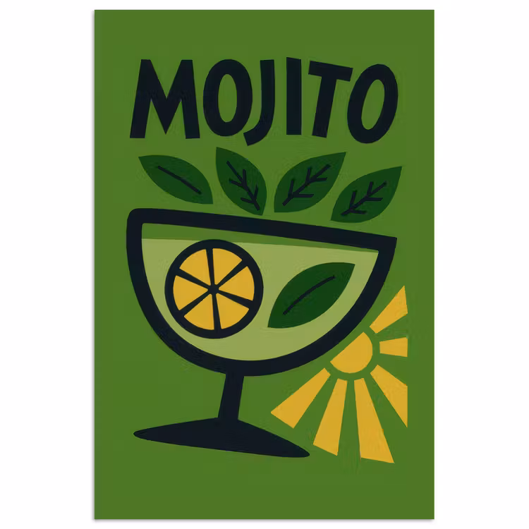 Poster - Mojito - Cocktail - Citroen - Groen — 1