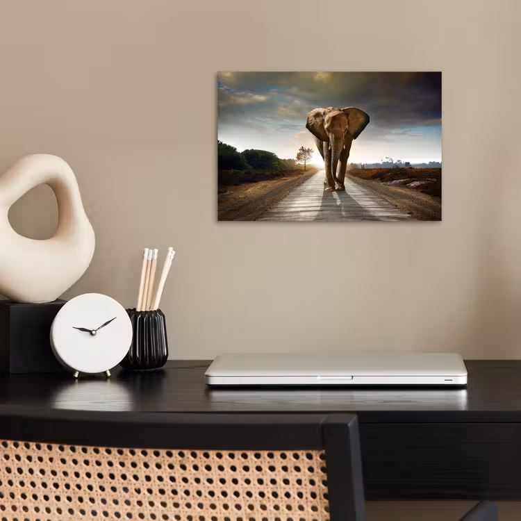 Poster - Olifant - Weg - Dieren - Zonsondergang - Landschap — 2