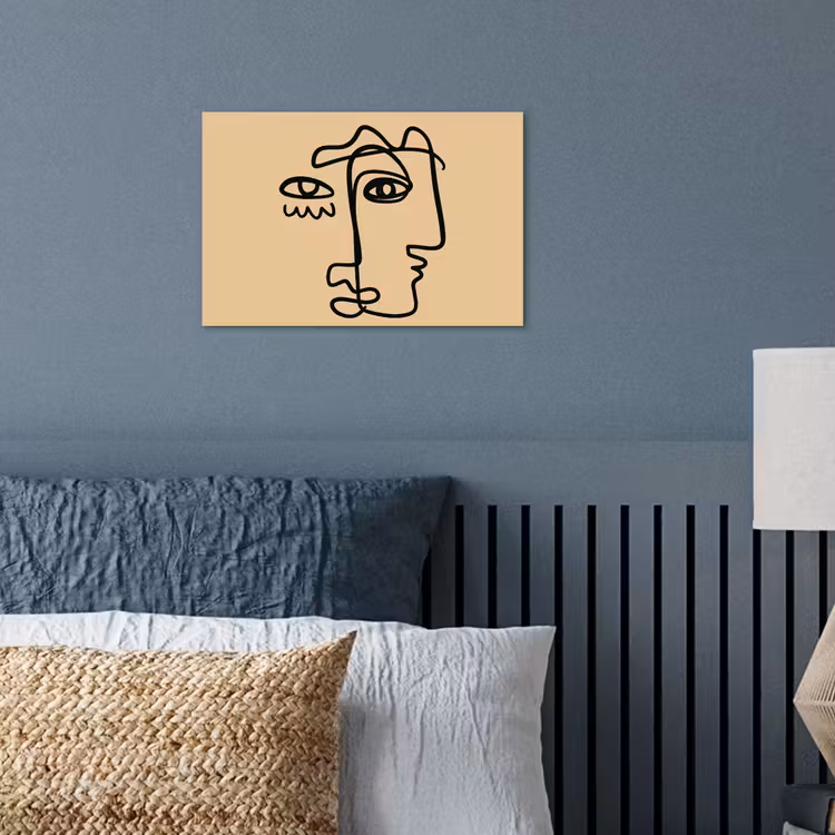 Poster - Overlappende profielen - Lichtbruin - Zwart — 3
