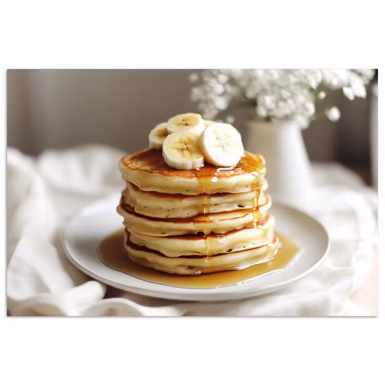 Poster - Pannenkoeken - Banaan - Siroop - Wit - Beige — 1
