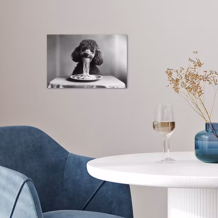 Poster - Poedel - Hond - Zwart - Wit - Schattig - Pasta — 4