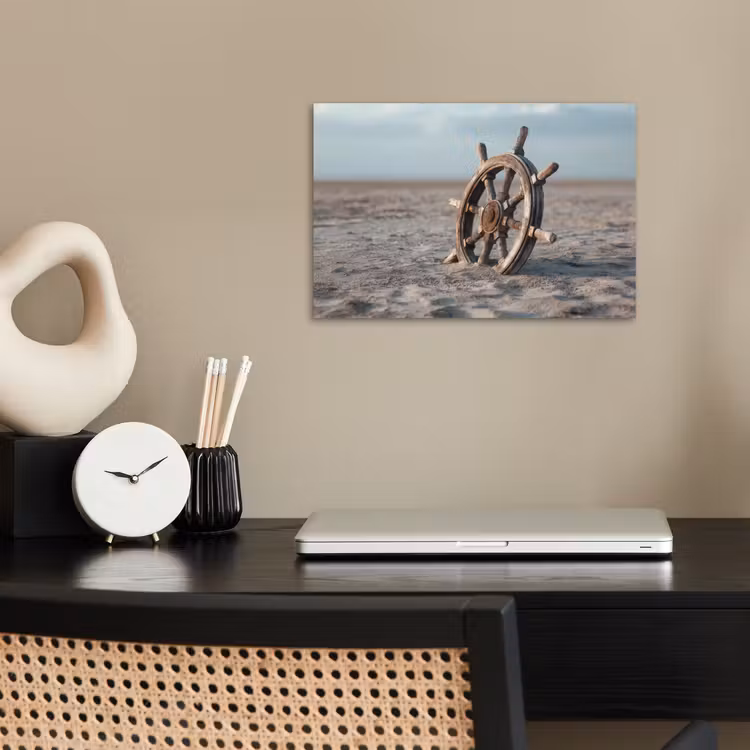 Poster - Scheepsstuur - Hout - Bruin - Zand — 2
