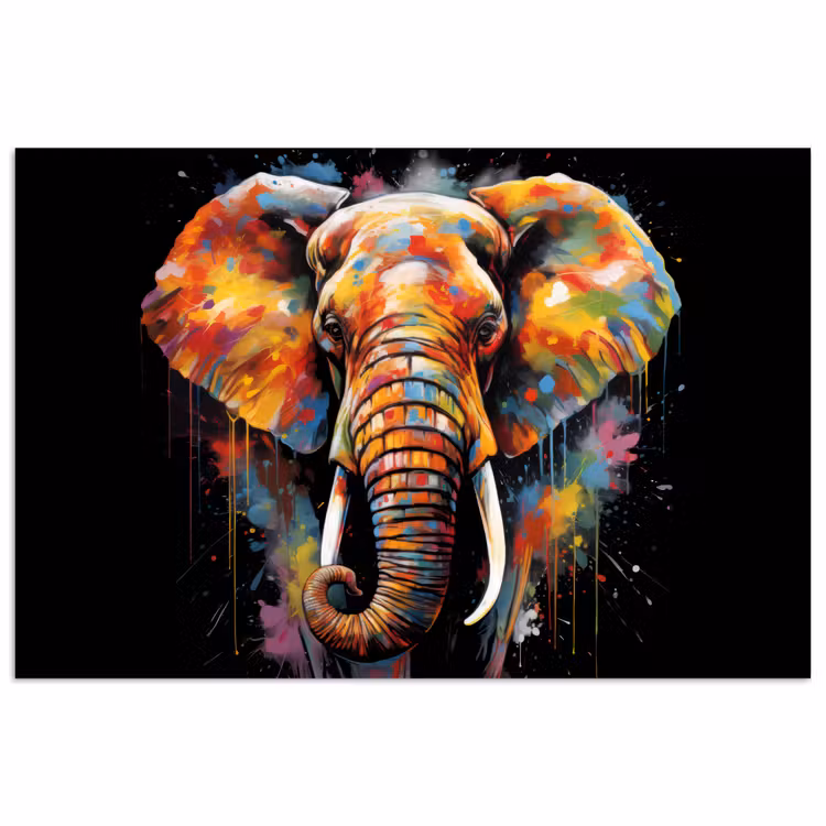 Poster - Olifant - Graffiti - Zwart - Dieren - Kleuren — 1