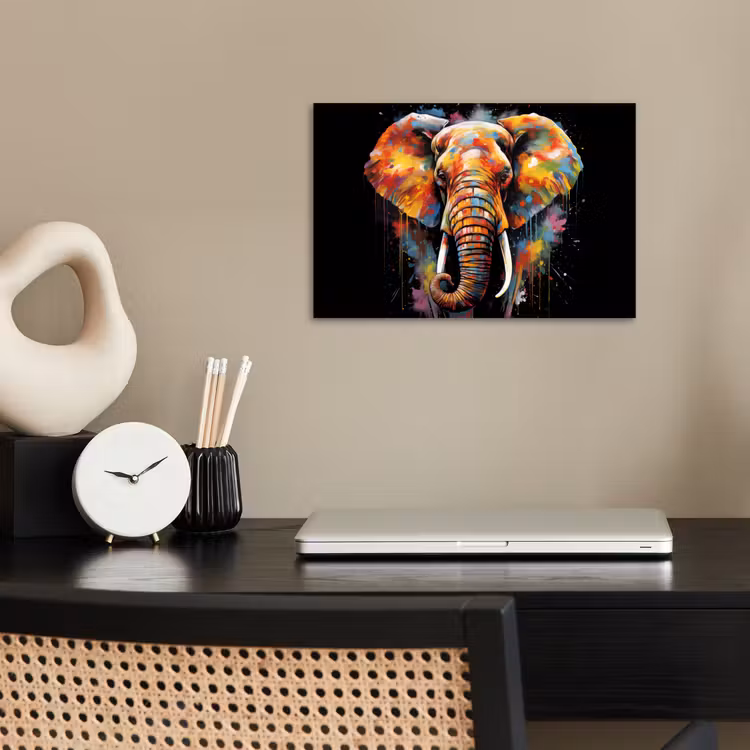 Poster - Olifant - Graffiti - Zwart - Dieren - Kleuren — 2