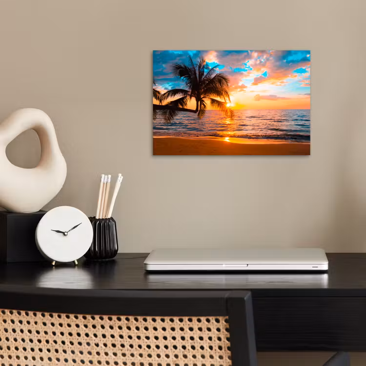 Poster - Palm - Zonsondergang - Horizon - Strand - Zee - Tropisch — 2