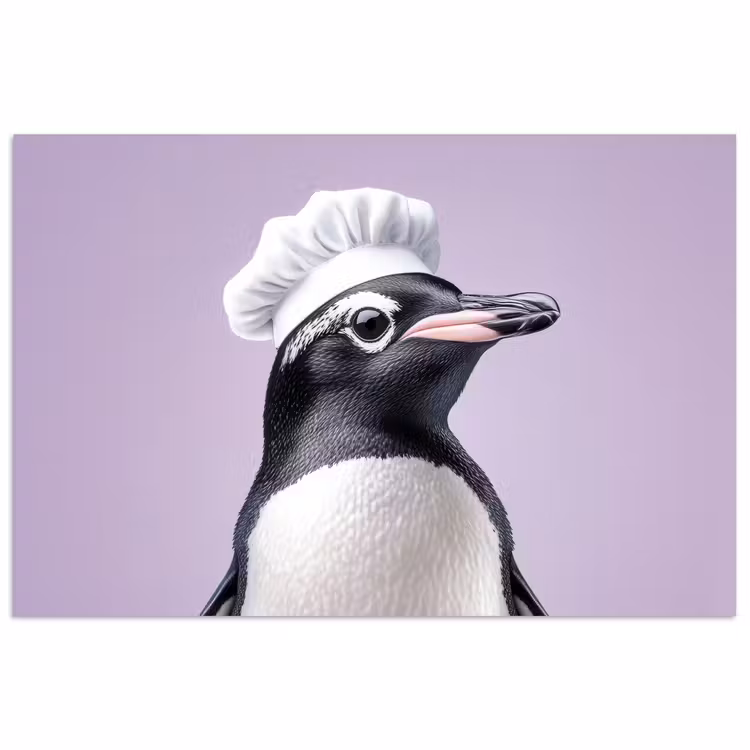 Poster - Pinguïn - Koksmuts - Lief - Paars — 1