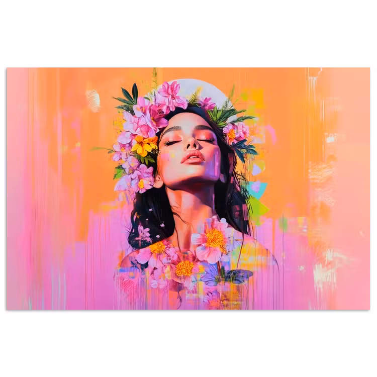 Poster - Portret - Bloemenkroon - Vrouw — 1