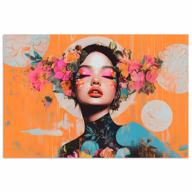 Poster - Portret - Vrouw - Abstract - Bloemen — 1