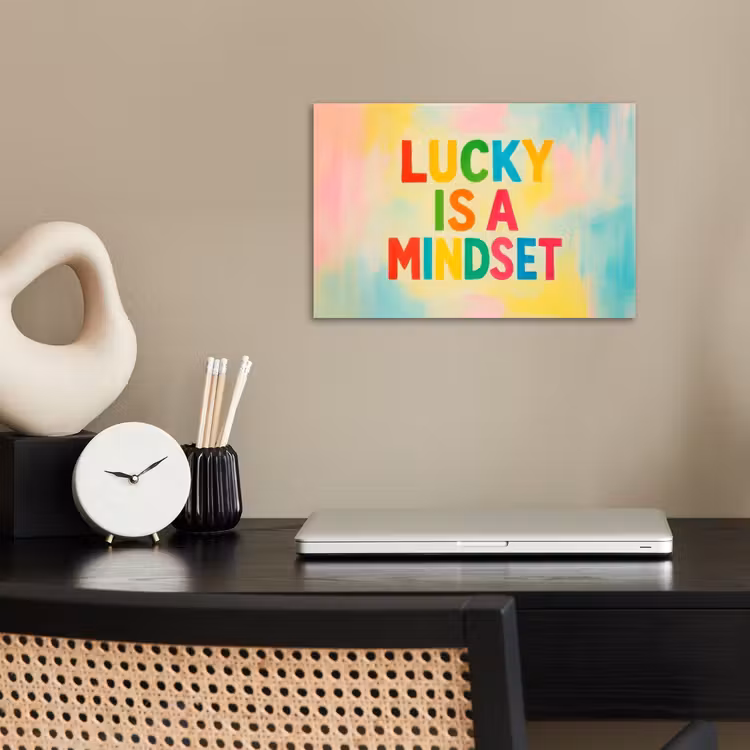 Poster - Quote - Lucky - Regenboogkleuren — 2