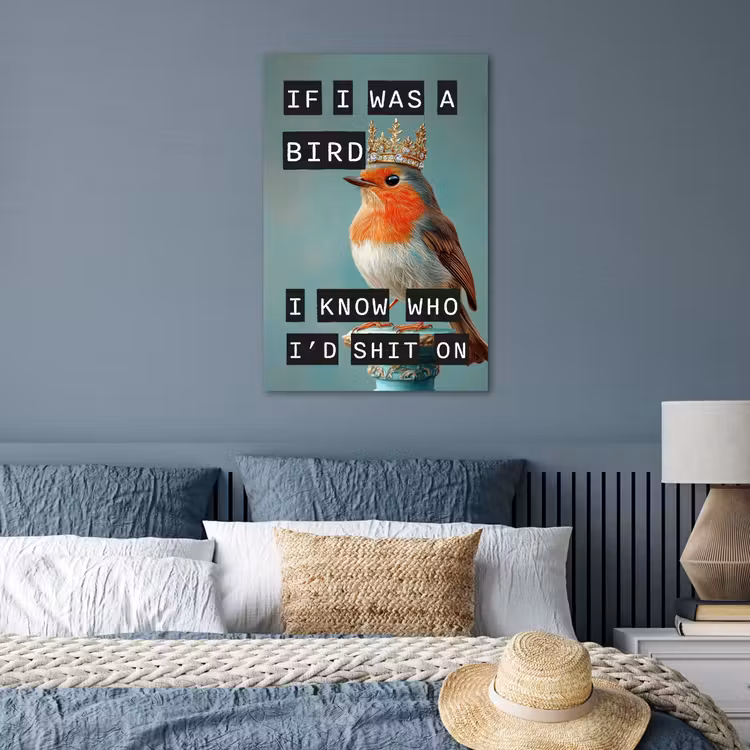 Poster - Roodborstje - Vogel - Blauw - Decoratie — 3