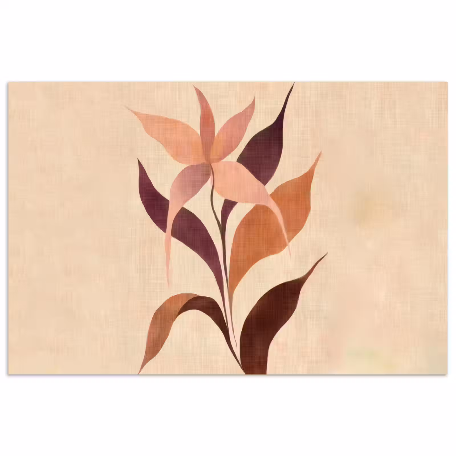 Poster - Minimalistisch - Bloem - Bladeren - Beige — 1