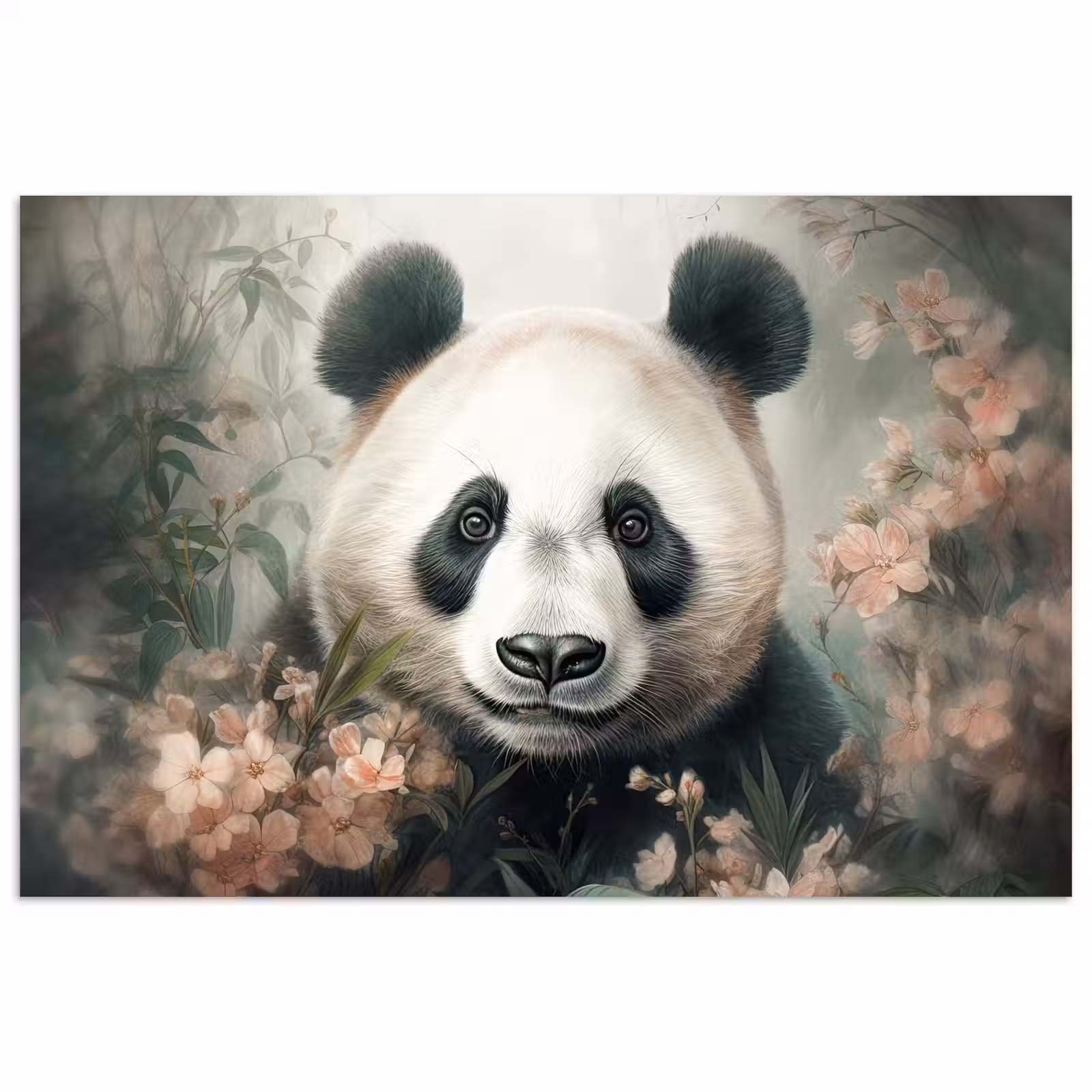 Poster - Panda - Dieren - Bloemen - Planten — 1