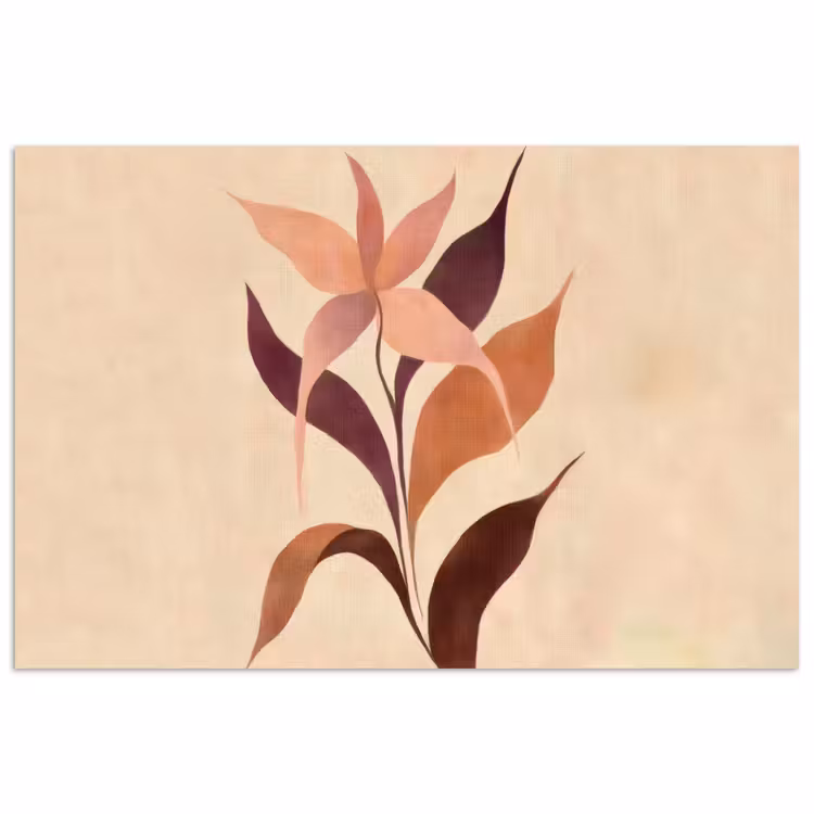 Poster - Minimalistisch - Bloem - Bladeren - Beige — 1