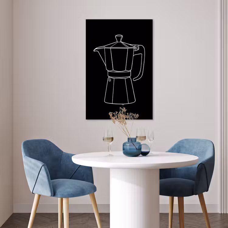 Poster - Mokkapot - Zwart - Wit - Lijntekening — 4