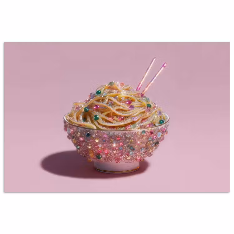 Poster - Noodles - Edelstenen - Stokjes - Roze — 1
