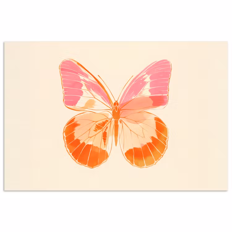 Poster - Oranje - Vlinder - Minimalistisch — 1