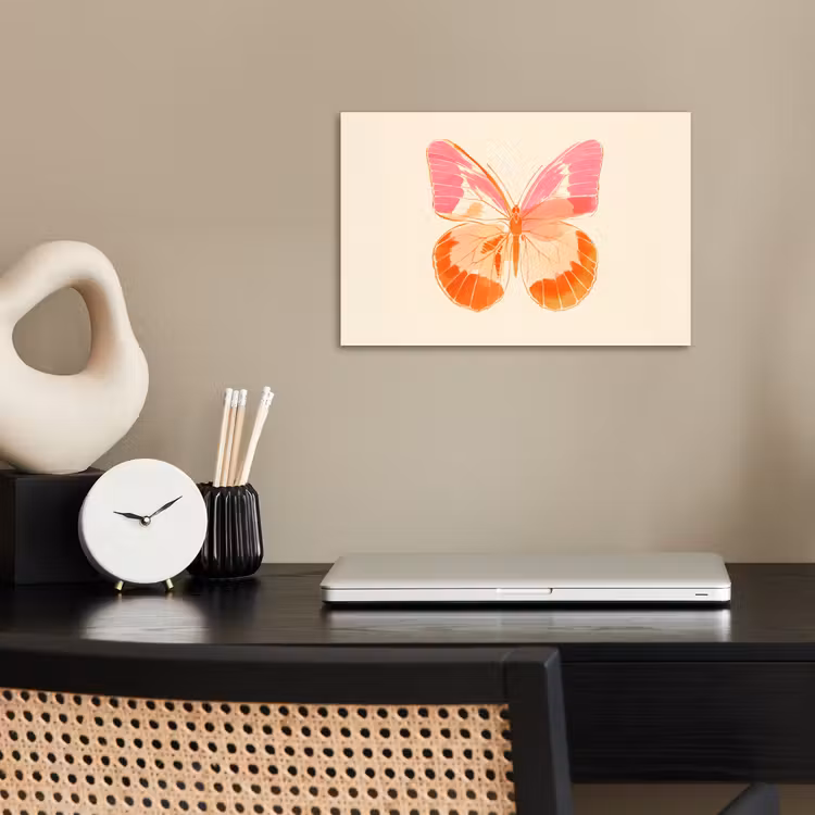Poster - Oranje - Vlinder - Minimalistisch — 2
