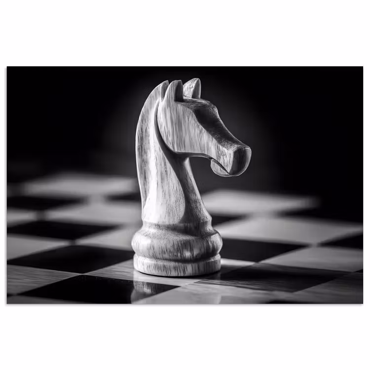 Poster - Paard - Hout - Schaalbord - Zwart — 1