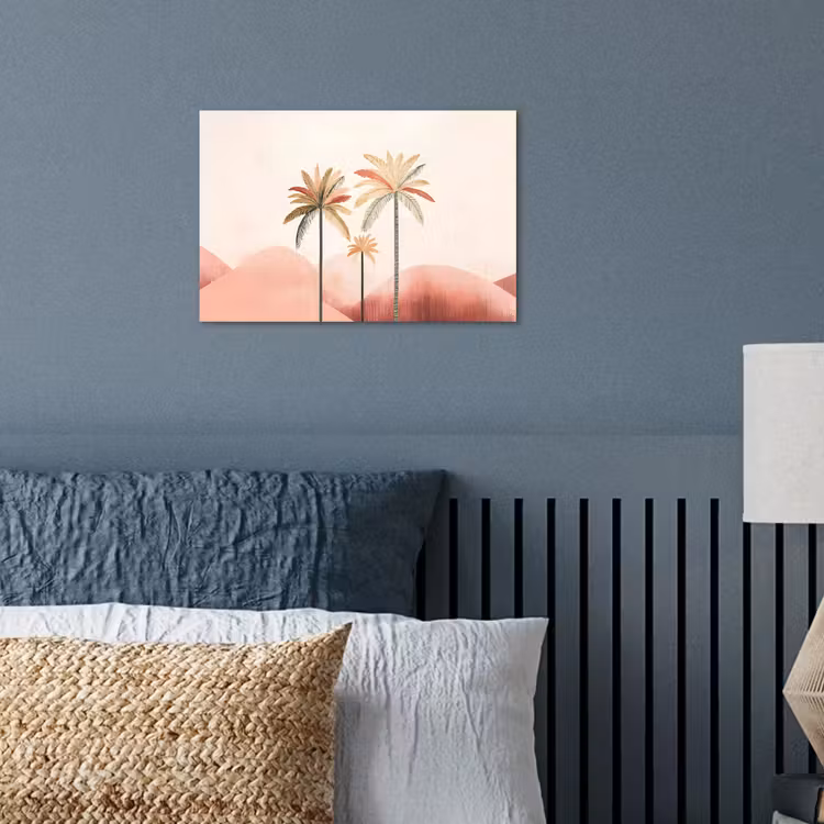 Poster - Palmbomen - Heuvels - Minimalistisch - Zachtroze — 3