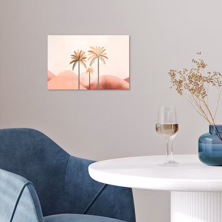 Poster - Palmbomen - Heuvels - Minimalistisch - Zachtroze — 4