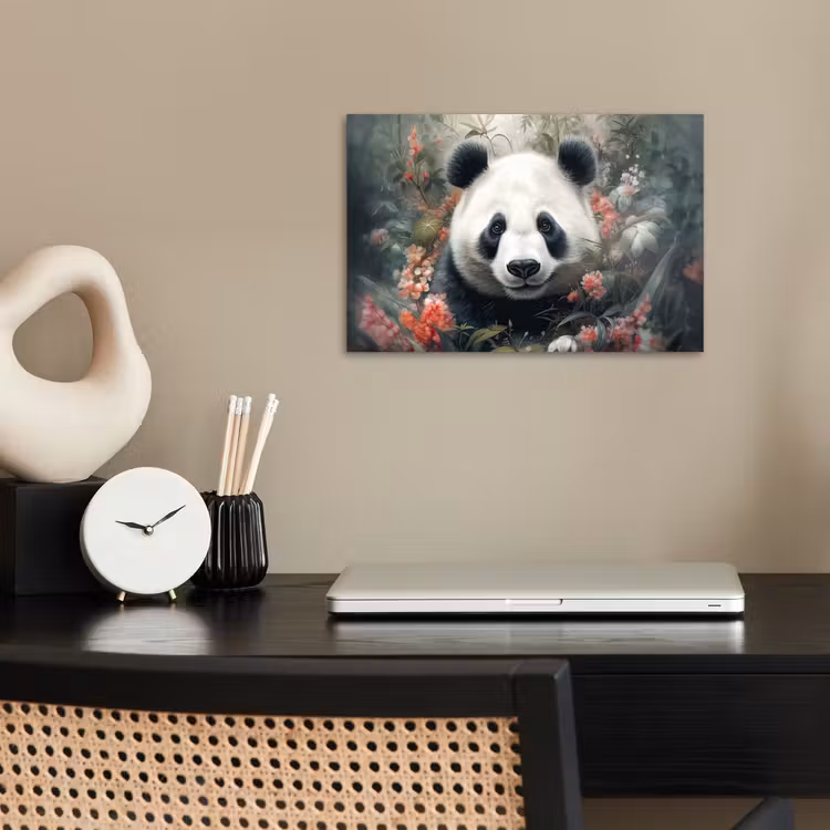 Poster - Panda - Wilde dieren - Bloemen - Natuur — 2