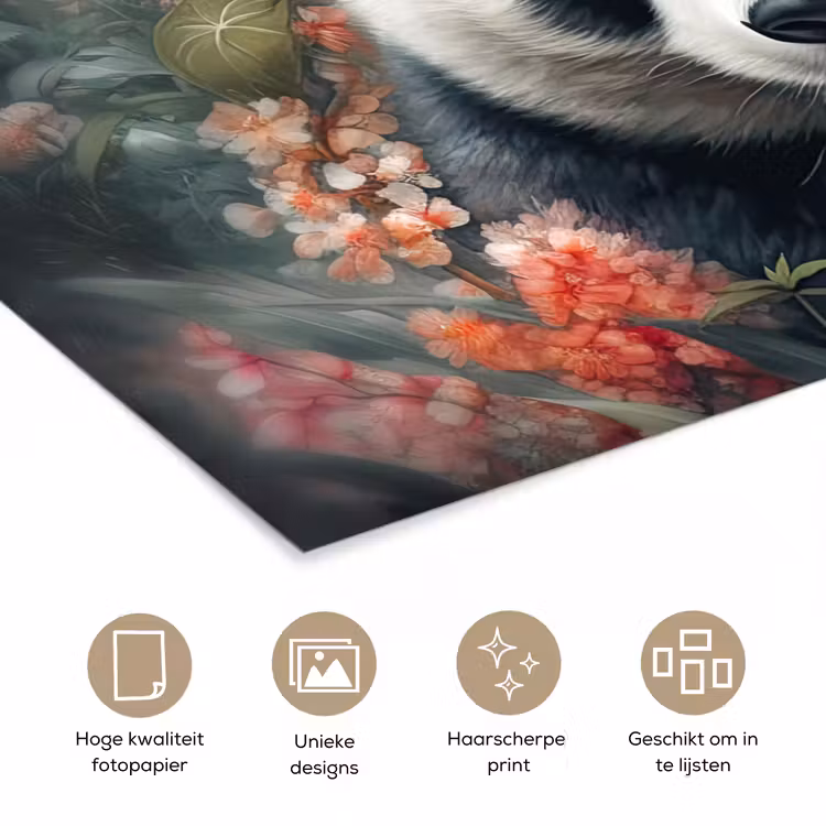 Poster - Panda - Wilde dieren - Bloemen - Natuur — 5
