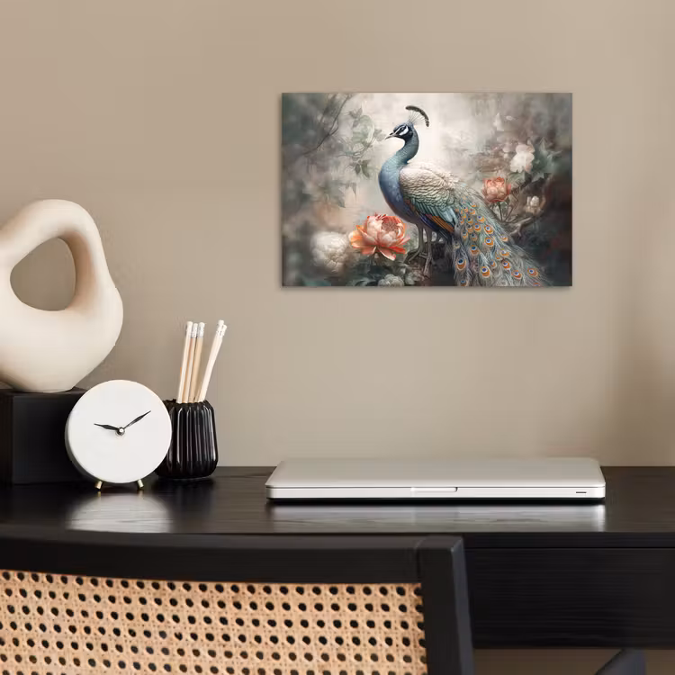 Poster - Pauw - Pauwenveren - Vogel - Jungle - Bloemen — 2