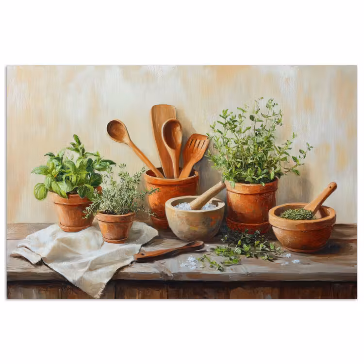 Poster - Potten - Kruiden - Hout — 1