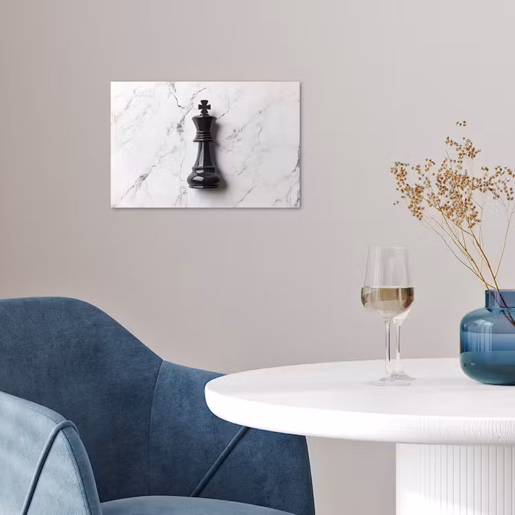 Poster - Schaakstuk - Koning - Zwart - Marmer — 4