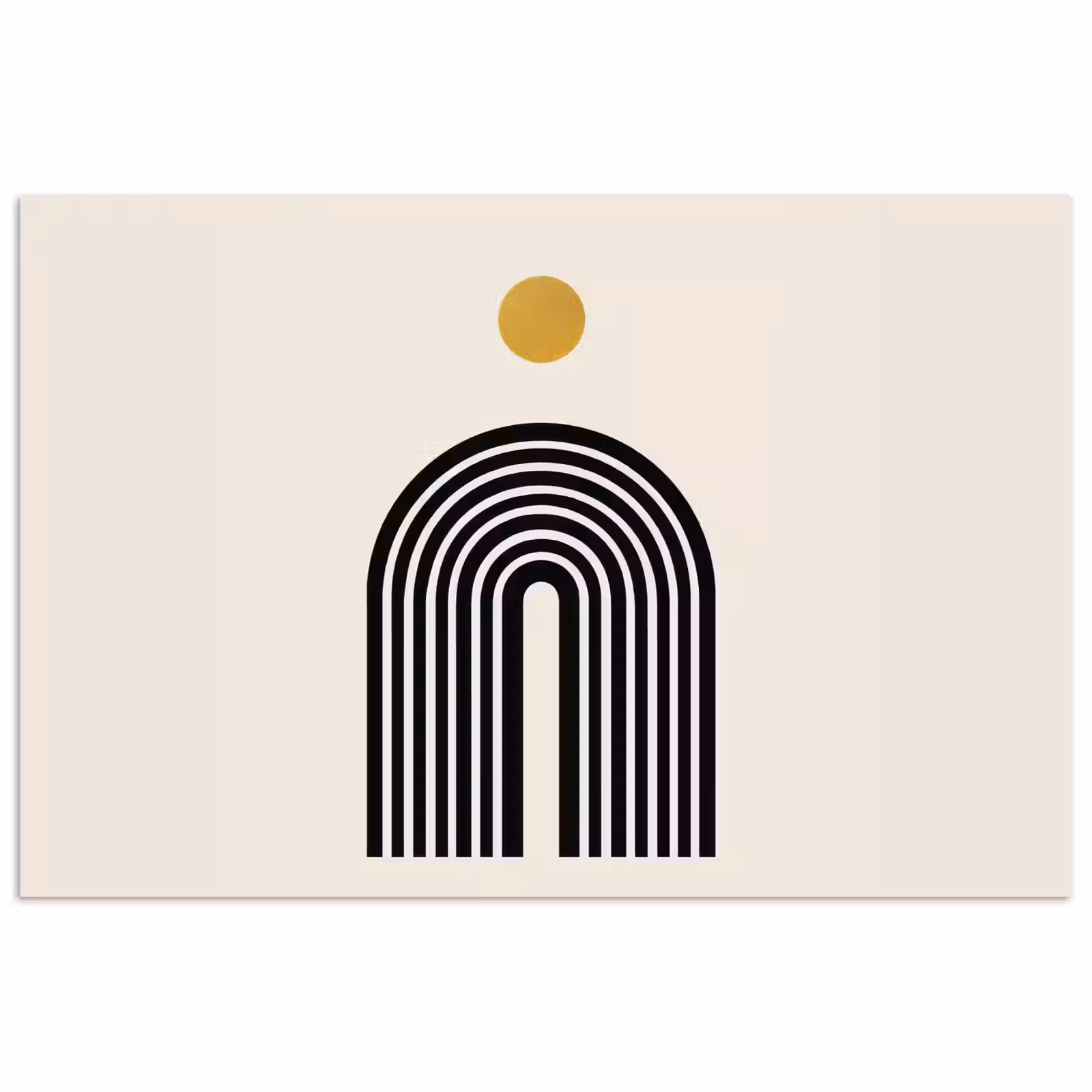 Poster - Minimalistisch - Zwarte boog - Gouden cirkel — 1