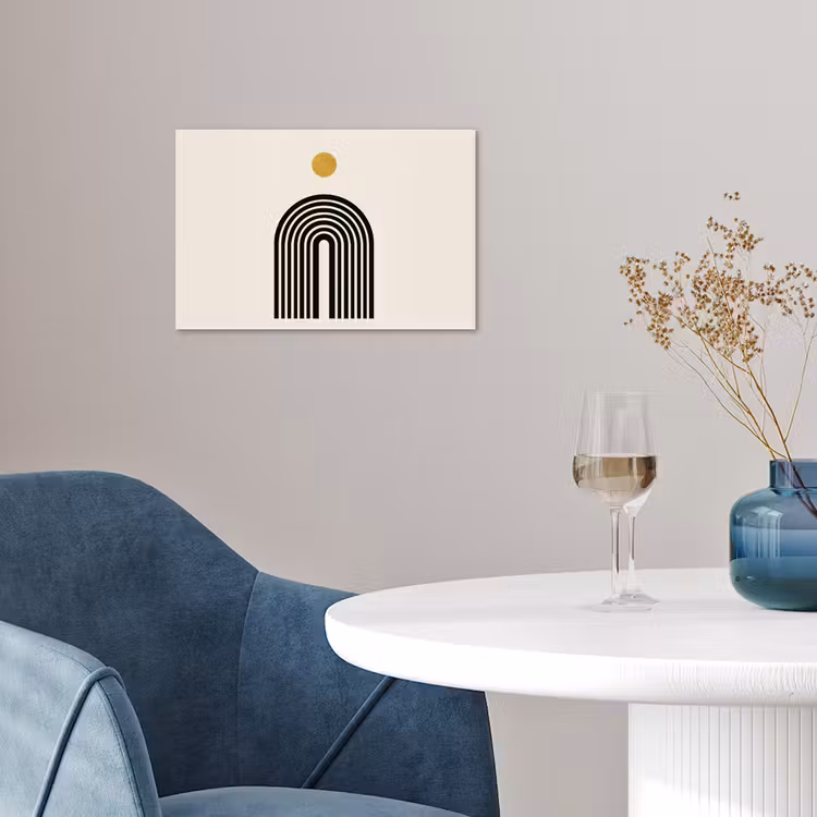 Poster - Minimalistisch - Zwarte boog - Gouden cirkel — 4