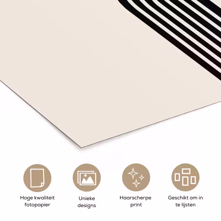 Poster - Minimalistisch - Zwarte boog - Gouden cirkel — 5