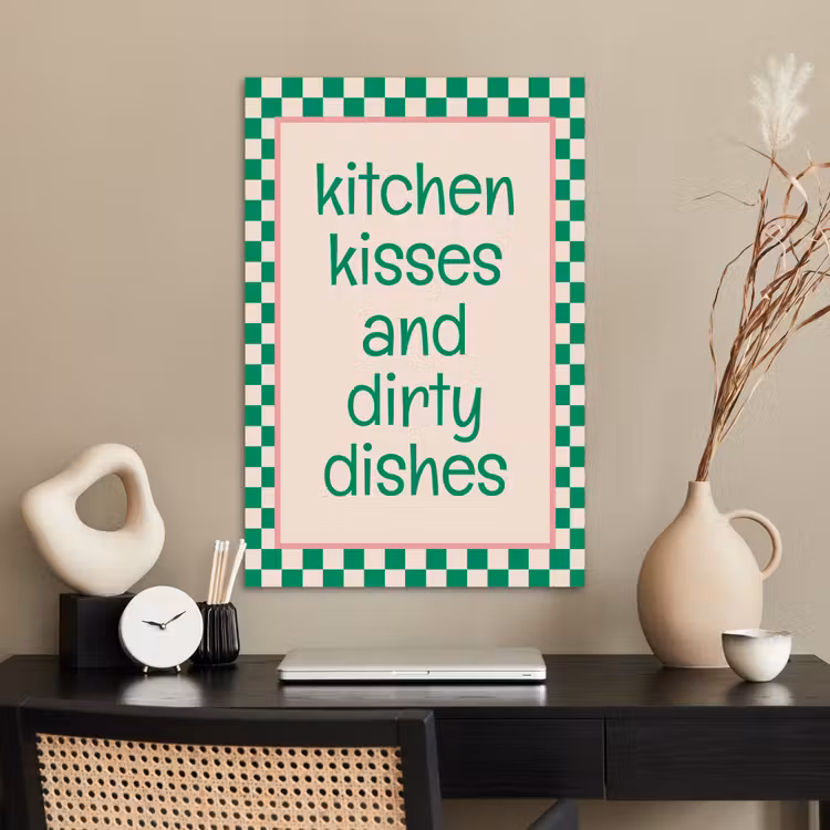 Poster - Quote - Groen - Geblokt - Keuken — 2