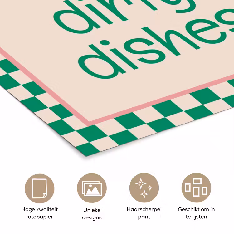 Poster - Quote - Groen - Geblokt - Keuken — 5