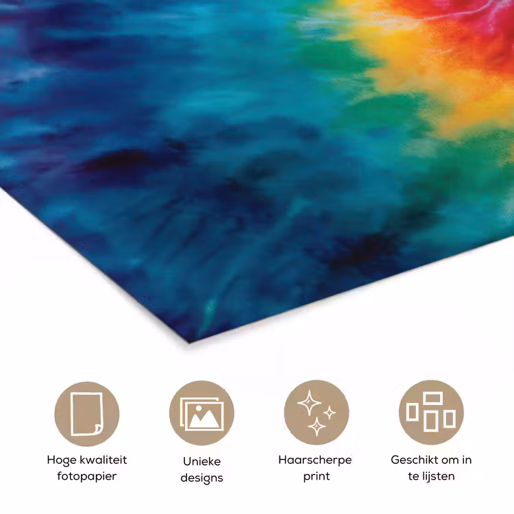 Poster - Regenboog - Tie dye - Kleurrijk - Blauw — 5