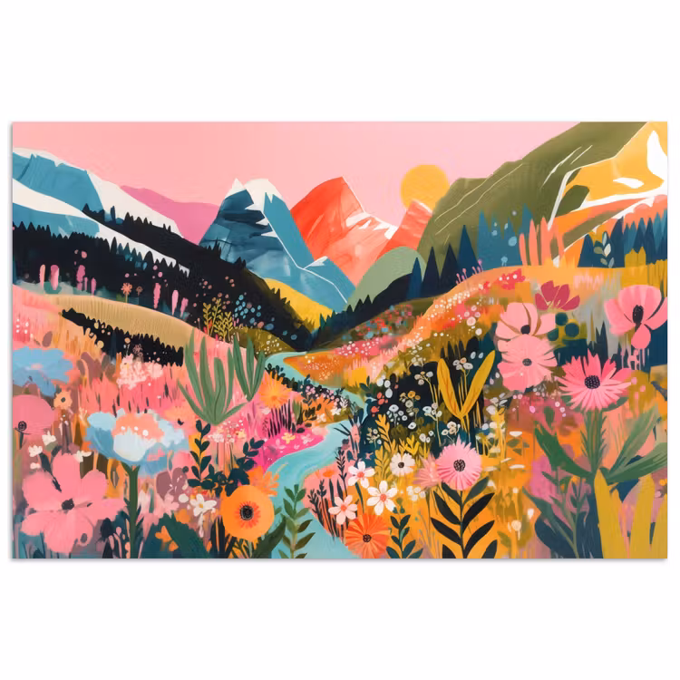 Poster - Rivier - Diepte - Bloemen — 1