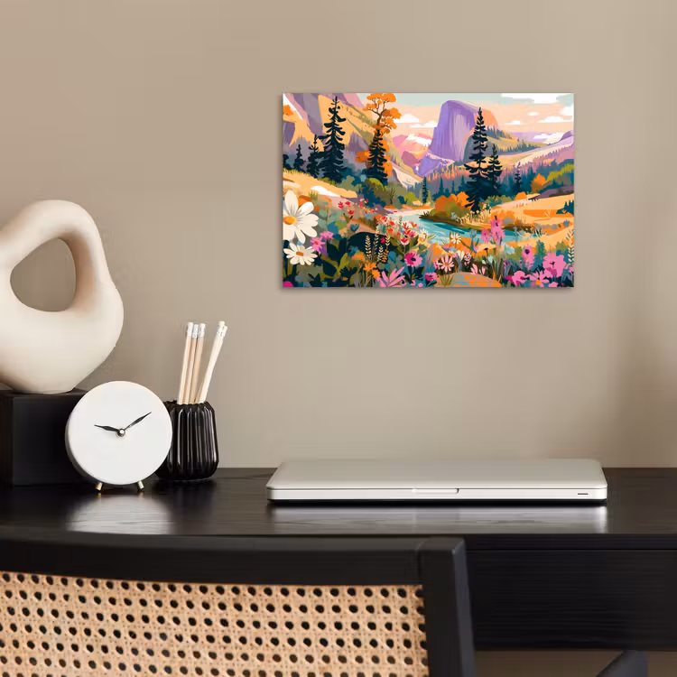 Poster - Rivier - Vallei vol bloemen - Levendig — 2