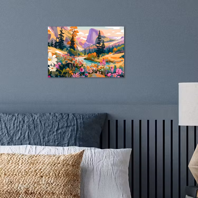 Poster - Rivier - Vallei vol bloemen - Levendig — 3