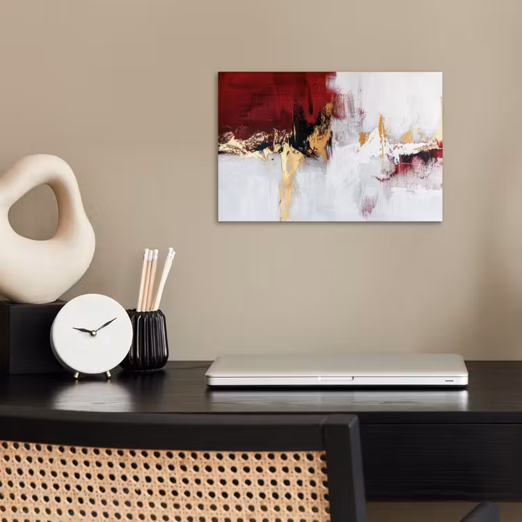 Poster - Rood - Marmer - Abstract - Goud - Modern — 2