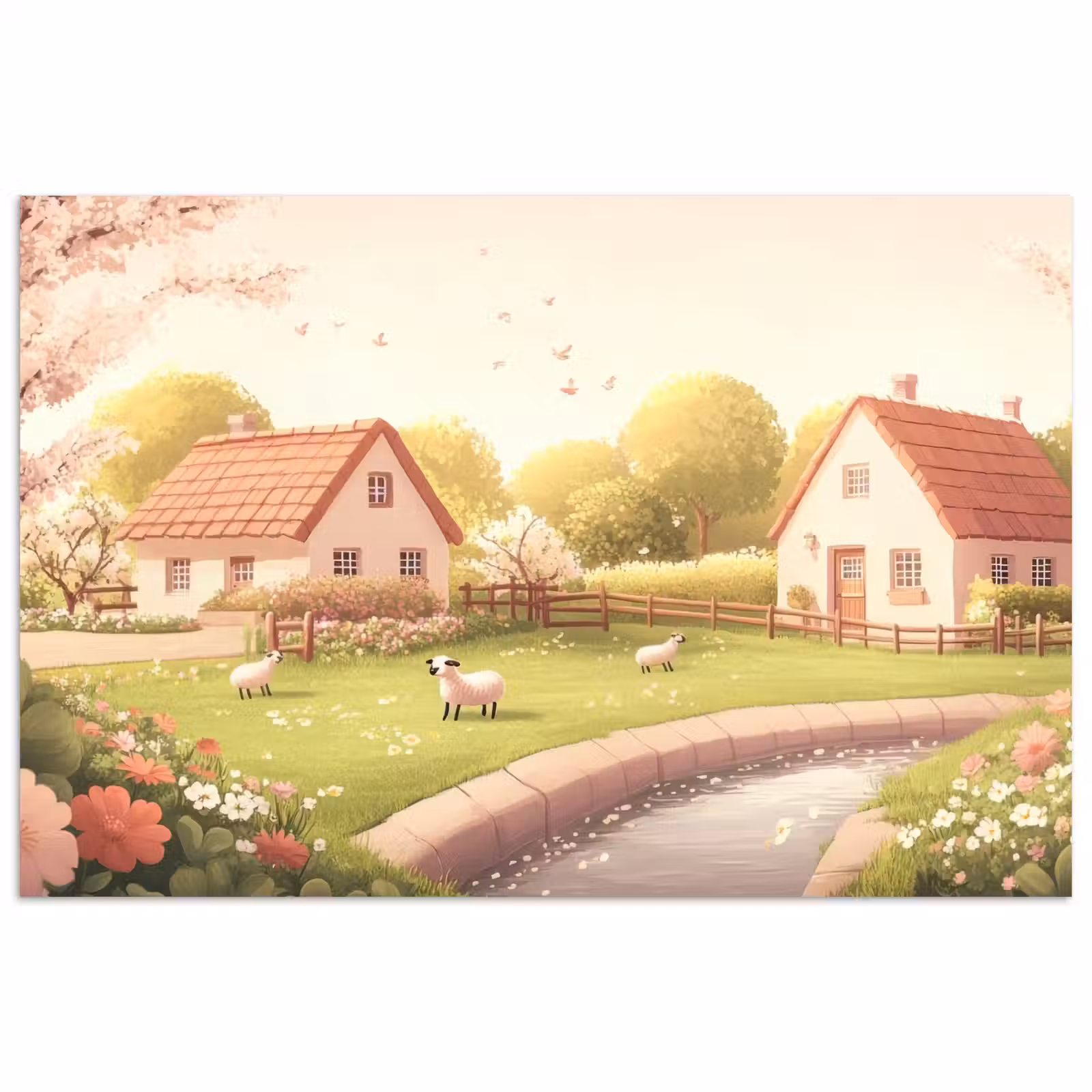 Poster - Schapen - Huisje - Platteland — 1