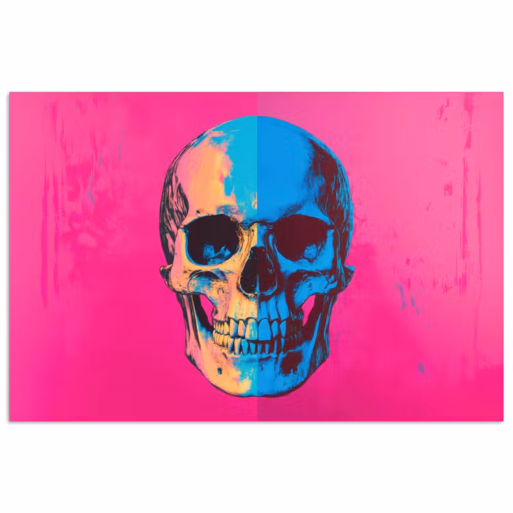 Poster - Neon - Blauw - Pop-art - Schedel — 1