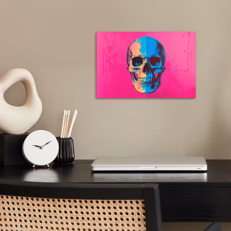 Poster - Neon - Blauw - Pop-art - Schedel — 2