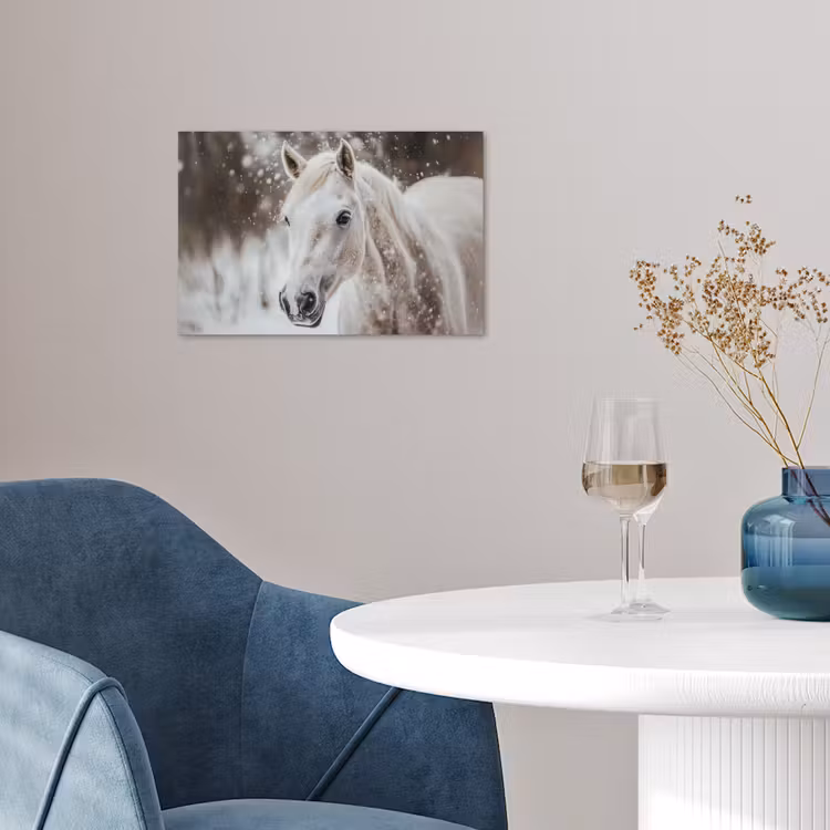Poster - Paard - Wit - Winter - Natuur - Sneeuw - Dieren — 4